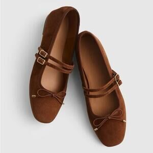 NWOB Madewell The Greta Double Strap Ballet Flat Soft Mahogany Size 8.5